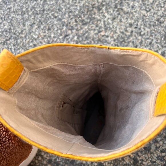 Sam Edelman Oakland Yellow Crocodile Embossed Leather Cowboy Boots Size 9 - Picture 5 of 10